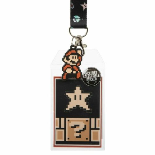 NINTENDO SUPER MARIO BREAKAWAY LANYARD W/ CHARM AND COLLECTIBLE STICKER