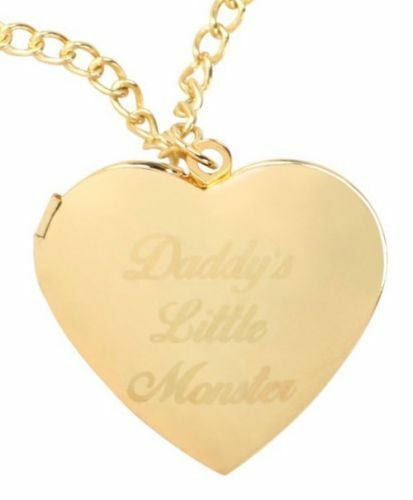 Suicide Squad Harley Quinn 18k Gold Plated "Daddy's Little Monster" Heart Locket