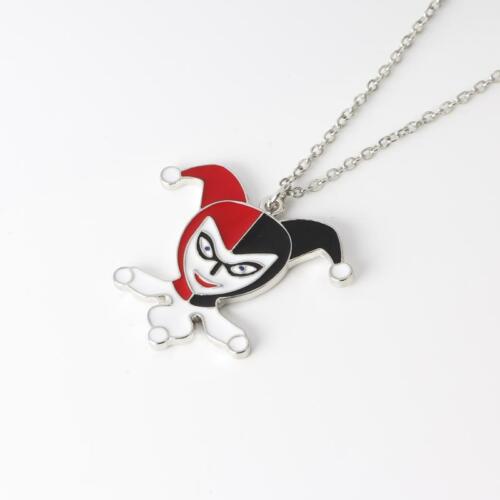 Suicide Squad Harley Quinn Silver Red, White & Black Enamel Necklace in Gift Box