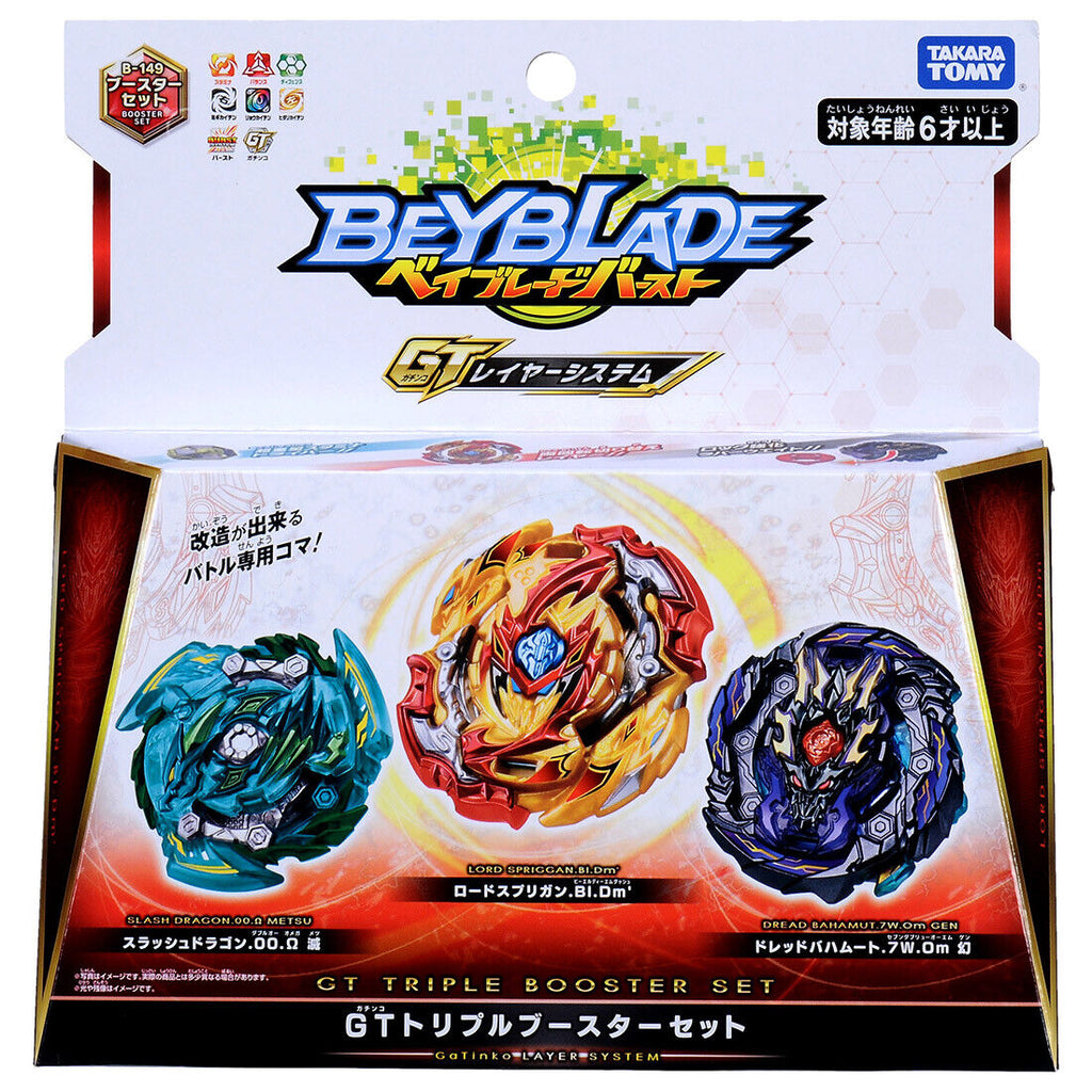 Takara Tomy Beyblade Burst B-149 GT Triple Booster Set (Dread Bahamut, Lord Spriggan, Slash Dragon)