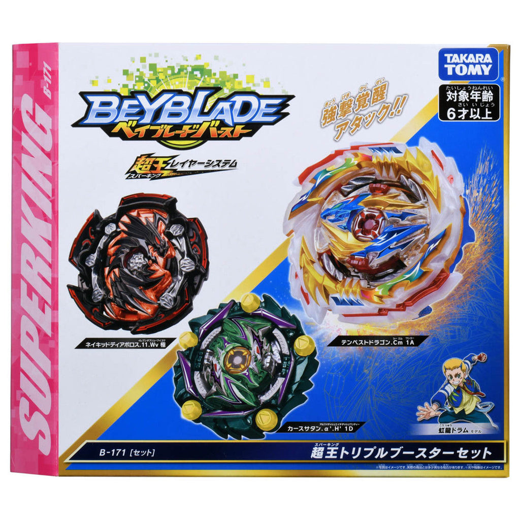 Takara Tomy Beyblade Burst B-171 Triple Booster Set (Tempest Dragon, Curse Satan, Naked Diablos)
