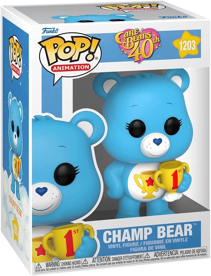 POP! Care Bears 40th Anniversary – Champ Bear Vinyl Figure (3.75-Inch, Multicolored) – Bundled with Compatible Box Protector Case