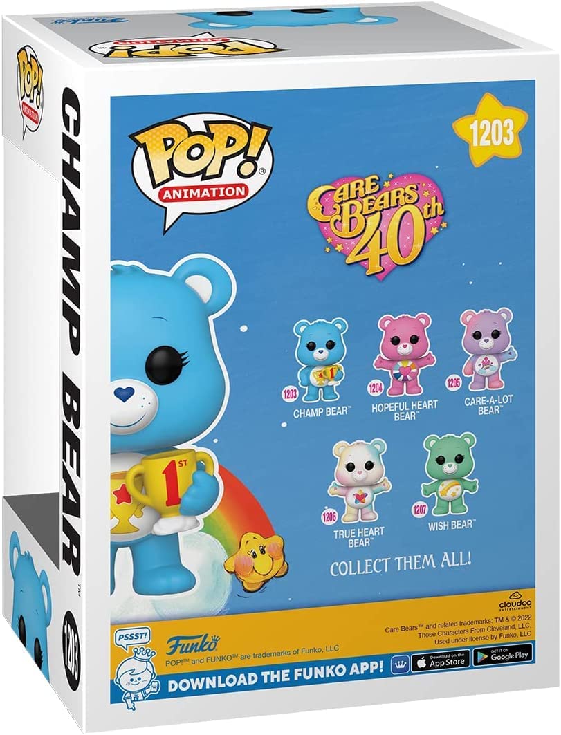 POP! Care Bears 40th Anniversary – Champ Bear Vinyl Figure (3.75-Inch, Multicolored) – Bundled with Compatible Box Protector Case