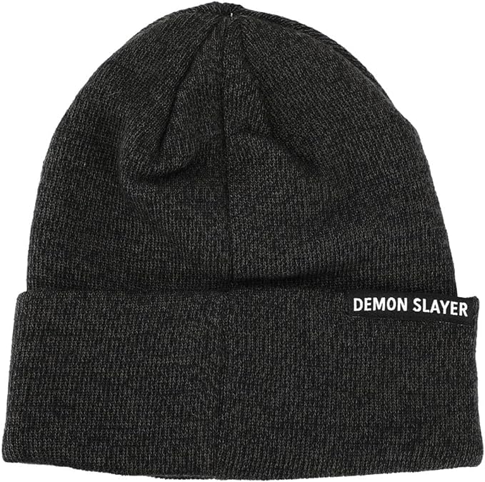 Bioworld Demon Slayer Character Embroidered Plain Black Cuffed Knitted Winter Beanie Hat