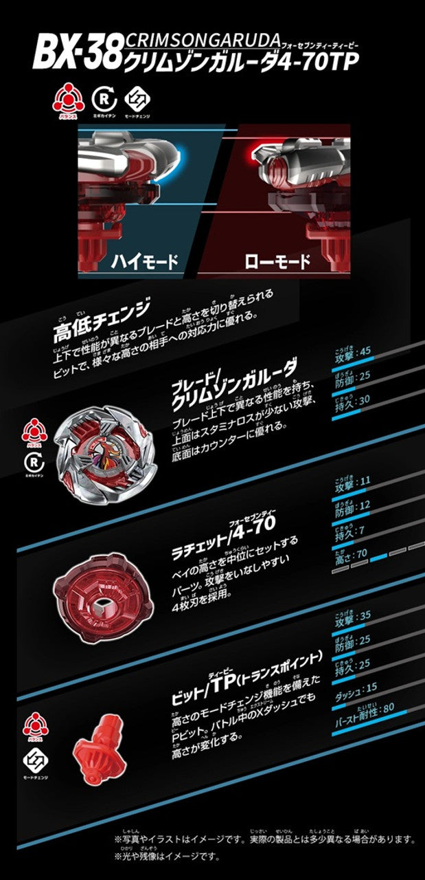 Takara Tomy Beyblade X BX-38 Crimson Garuda 4-70TP