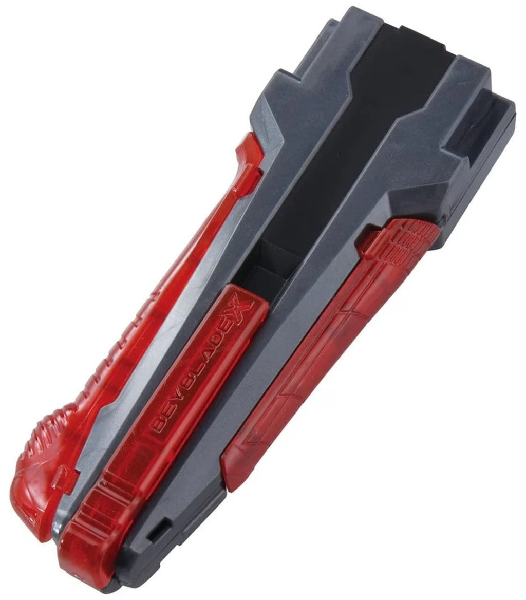 Takara Tomy Beyblade X BX-40 Left Spin Ripcord Launcher & BX-41 Rubber Custom Grip (Gunmetal Version)