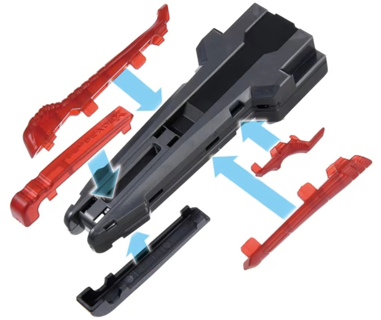 Takara Tomy Beyblade X BX-40 Left Spin Ripcord Launcher & BX-41 Rubber Custom Grip (Gunmetal Version)