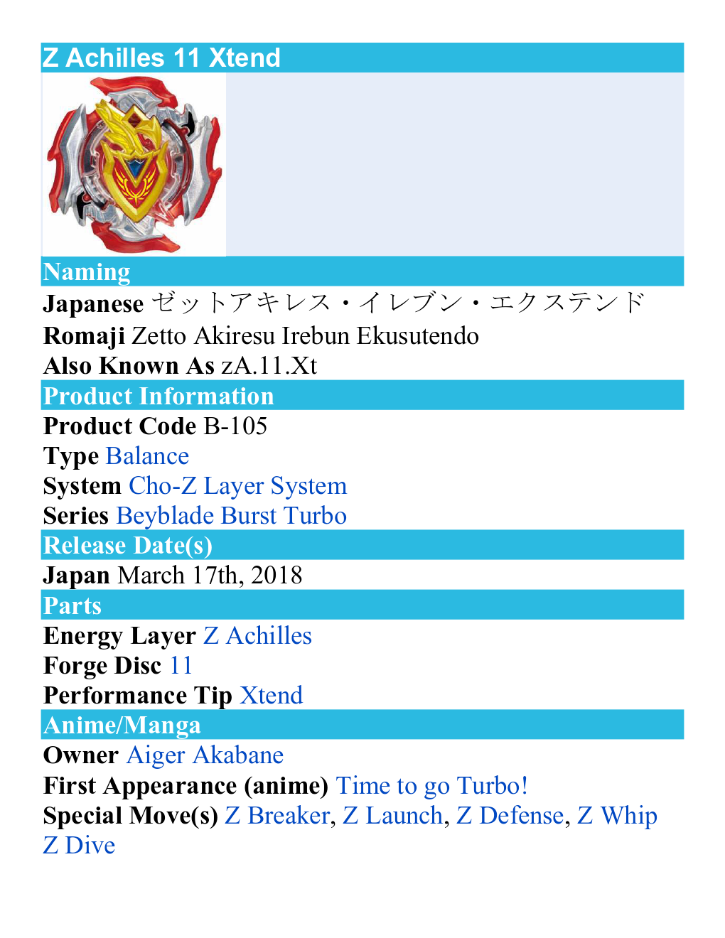 Takara Tomy Beyblade Burst Turbo B-121 Cho-Z Triple Booster Set   (Japan Version)