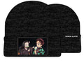Bioworld Demon Slayer Character Embroidered Plain Black Cuffed Knitted Winter Beanie Hat