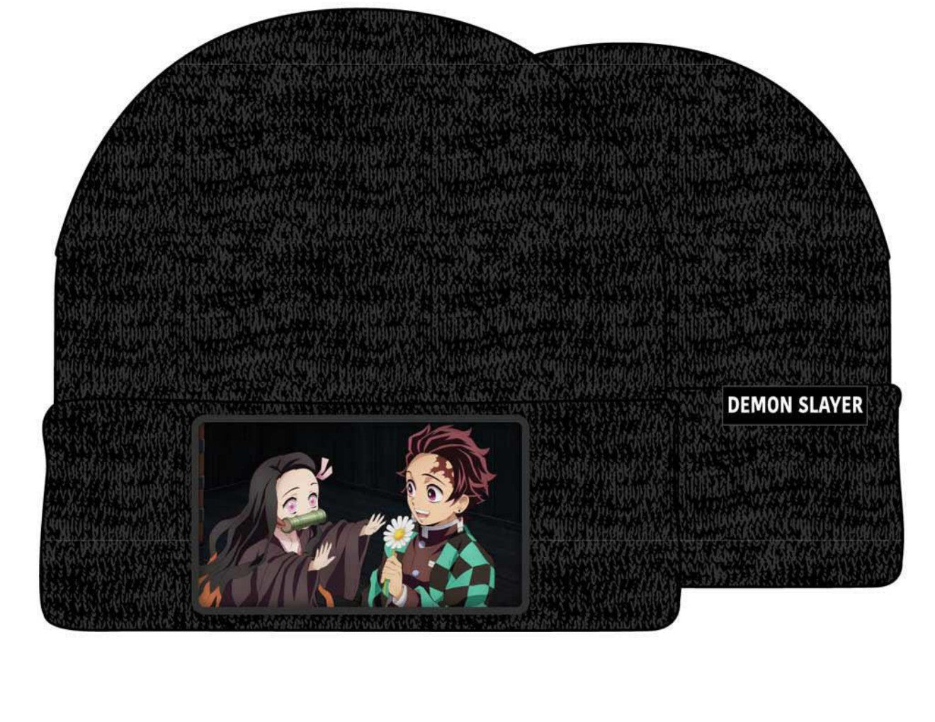 Bioworld Demon Slayer Character Embroidered Plain Black Cuffed Knitted Winter Beanie Hat