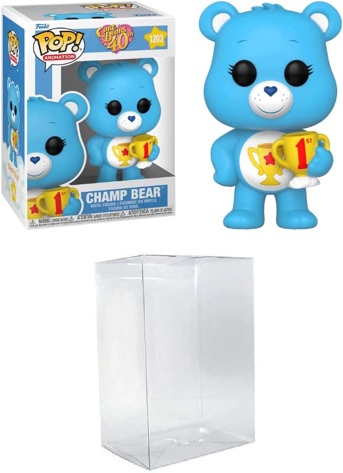 POP! Care Bears 40th Anniversary – Champ Bear Vinyl Figure (3.75-Inch, Multicolored) – Bundled with Compatible Box Protector Case