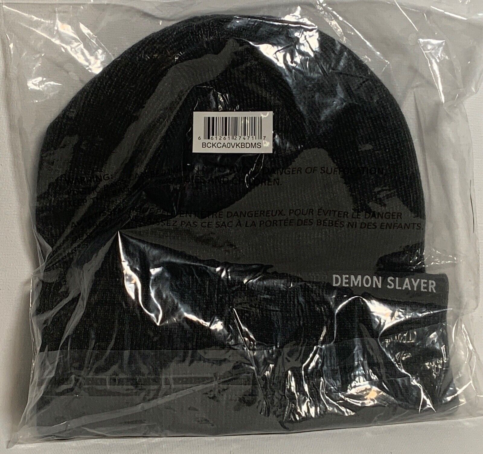 Bioworld Demon Slayer Character Embroidered Plain Black Cuffed Knitted Winter Beanie Hat