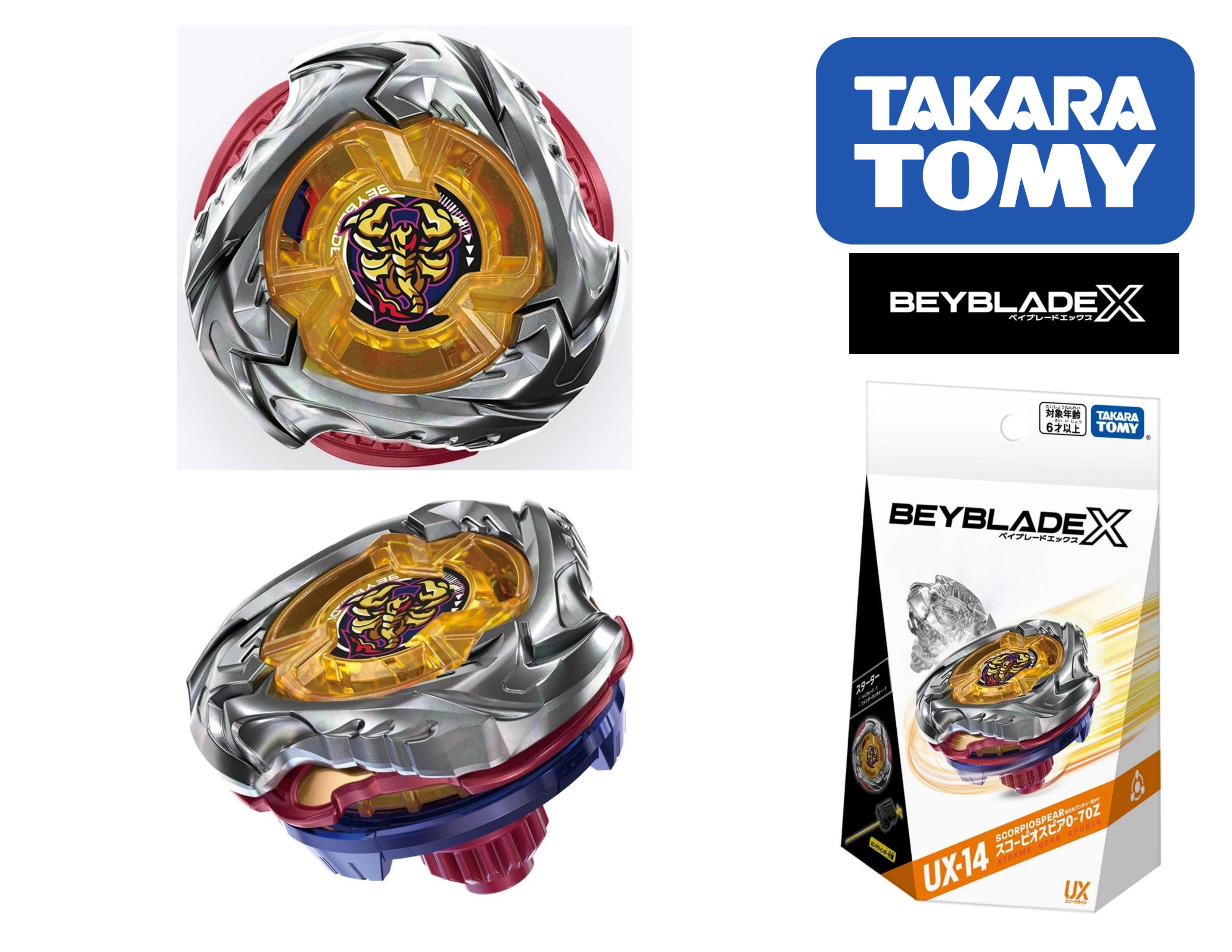 Takara Tomy Beyblade X UX-14 Starter ScorpioSpear 0-70Z